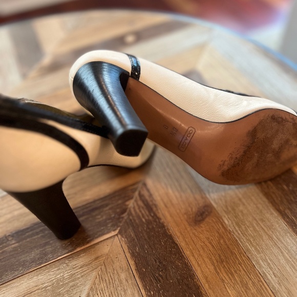 Coach Black and Cream Heels - Picture 4 of 6